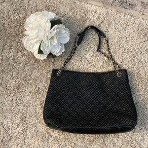 Tory Burch Shoulder Bag Quilted Chain Black